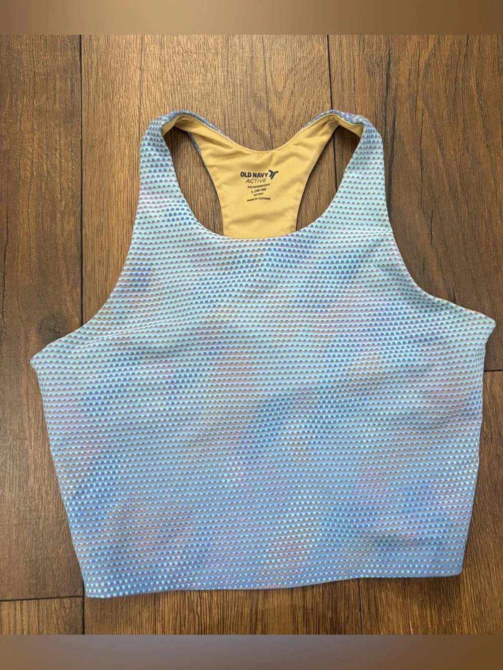 Old Navy Active PowerSoft Longline Blue Sports Bra Crop Top, Girls Size L (10-12